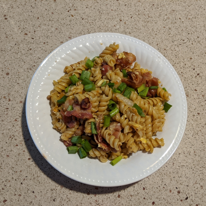 Stir-Fried Fusilli alla Carbonara